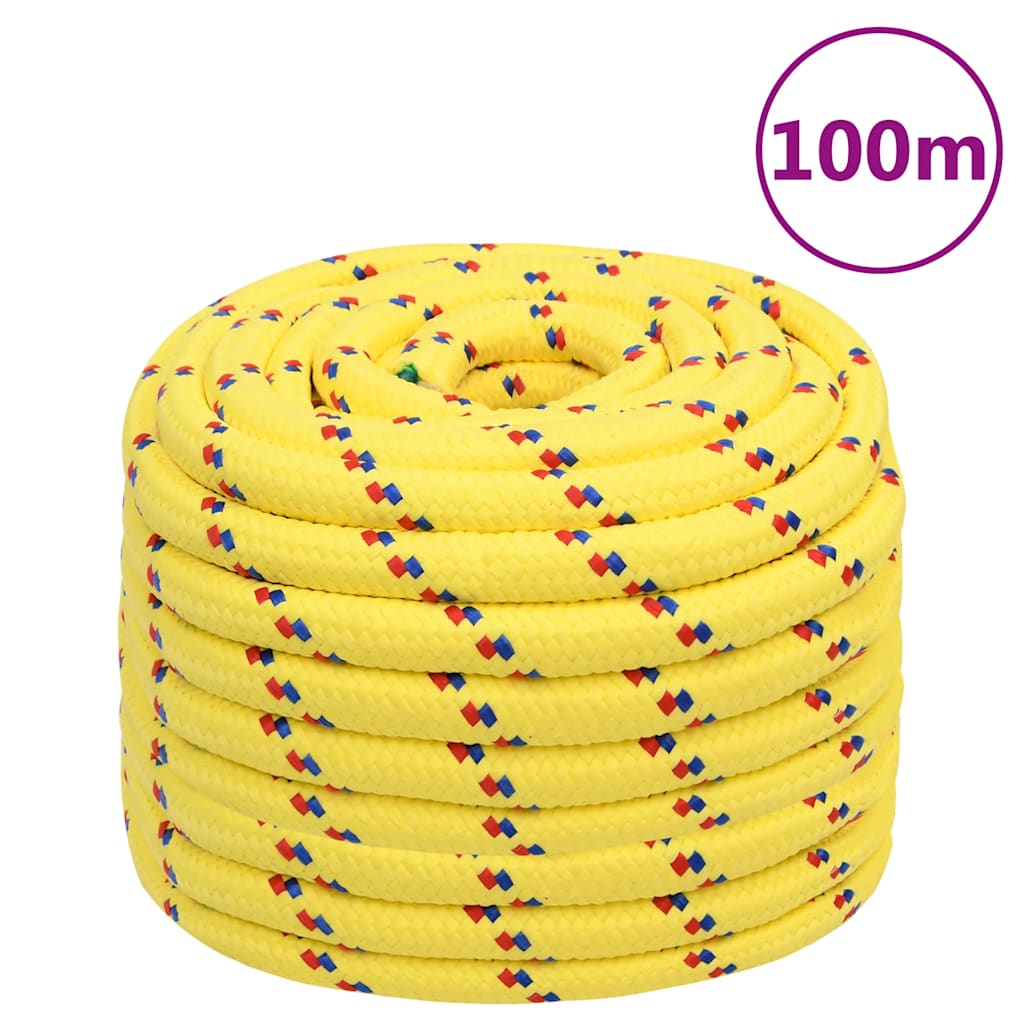 vidaXL Linka żeglarska, żółta, 20 mm, 100 m, polipropylen