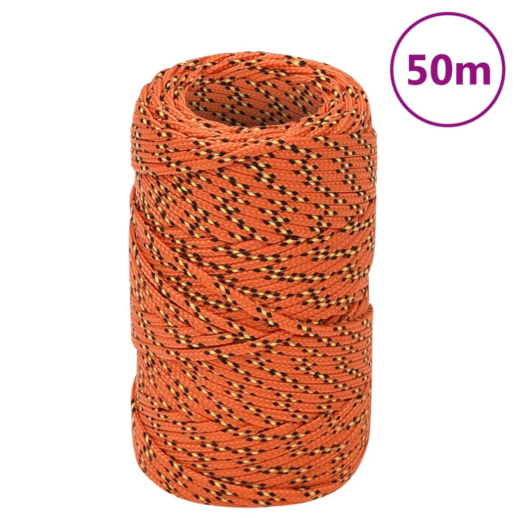 vidaXL Linka żeglarska, pomarańczowa, 2 mm, 50 m, polipropylen