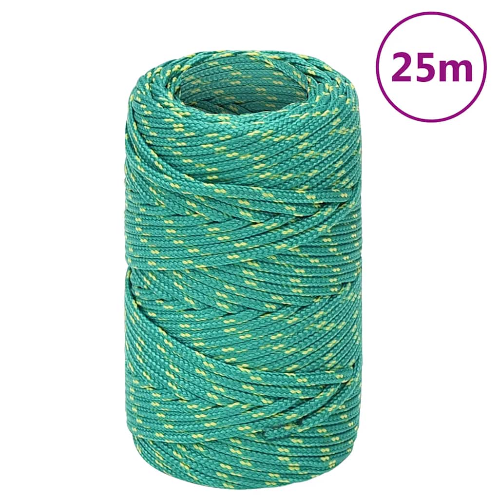 vidaXL Linka żeglarska, zielona, 2 mm, 25 m, polipropylen