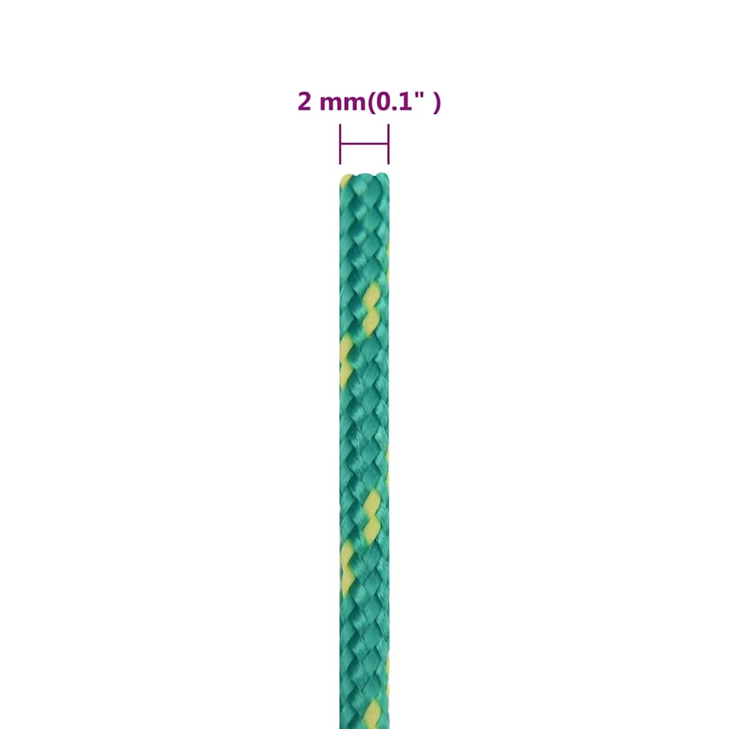 vidaXL Linka żeglarska, zielona, 2 mm, 250 m, polipropylen