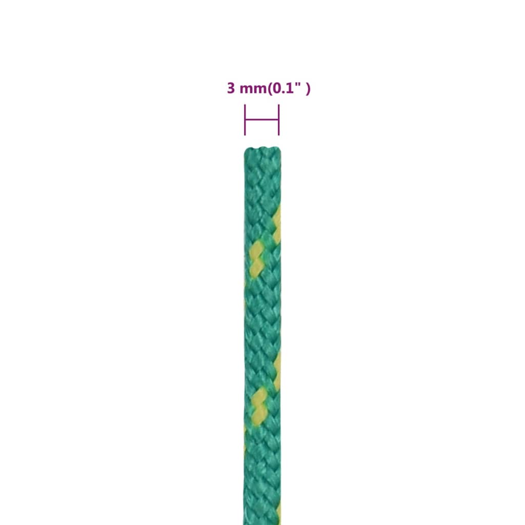 vidaXL Linka żeglarska, zielona, 3 mm, 50 m, polipropylen