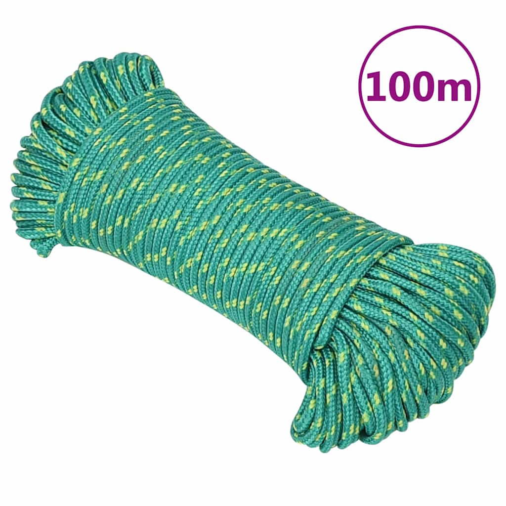 vidaXL Linka żeglarska, zielona, 3 mm, 100 m, polipropylen