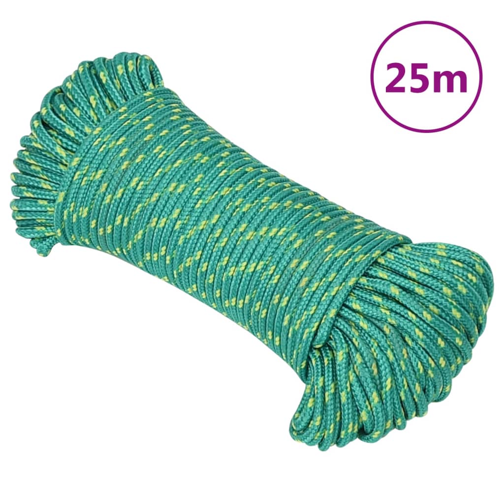 vidaXL Linka żeglarska, zielona, 4 mm, 25 m, polipropylen