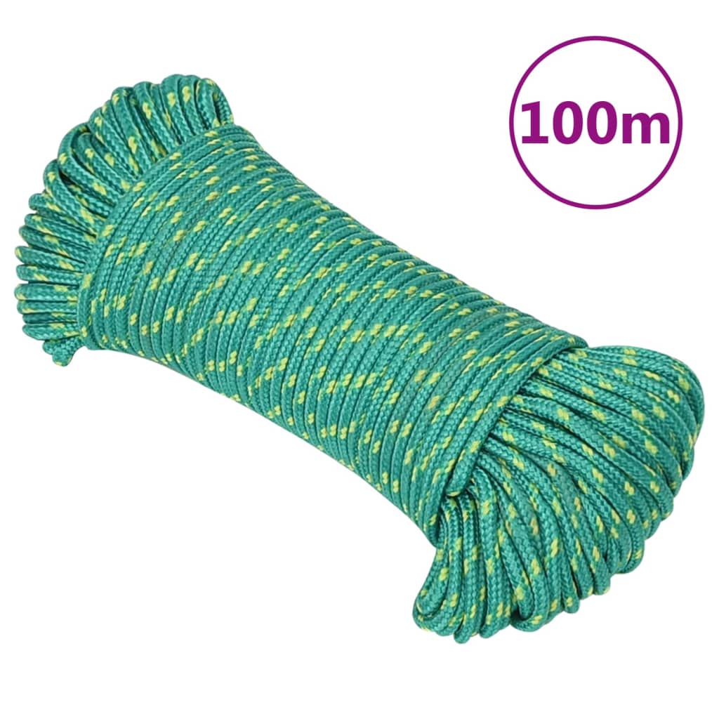 vidaXL Linka żeglarska, zielona, 4 mm, 100 m, polipropylen