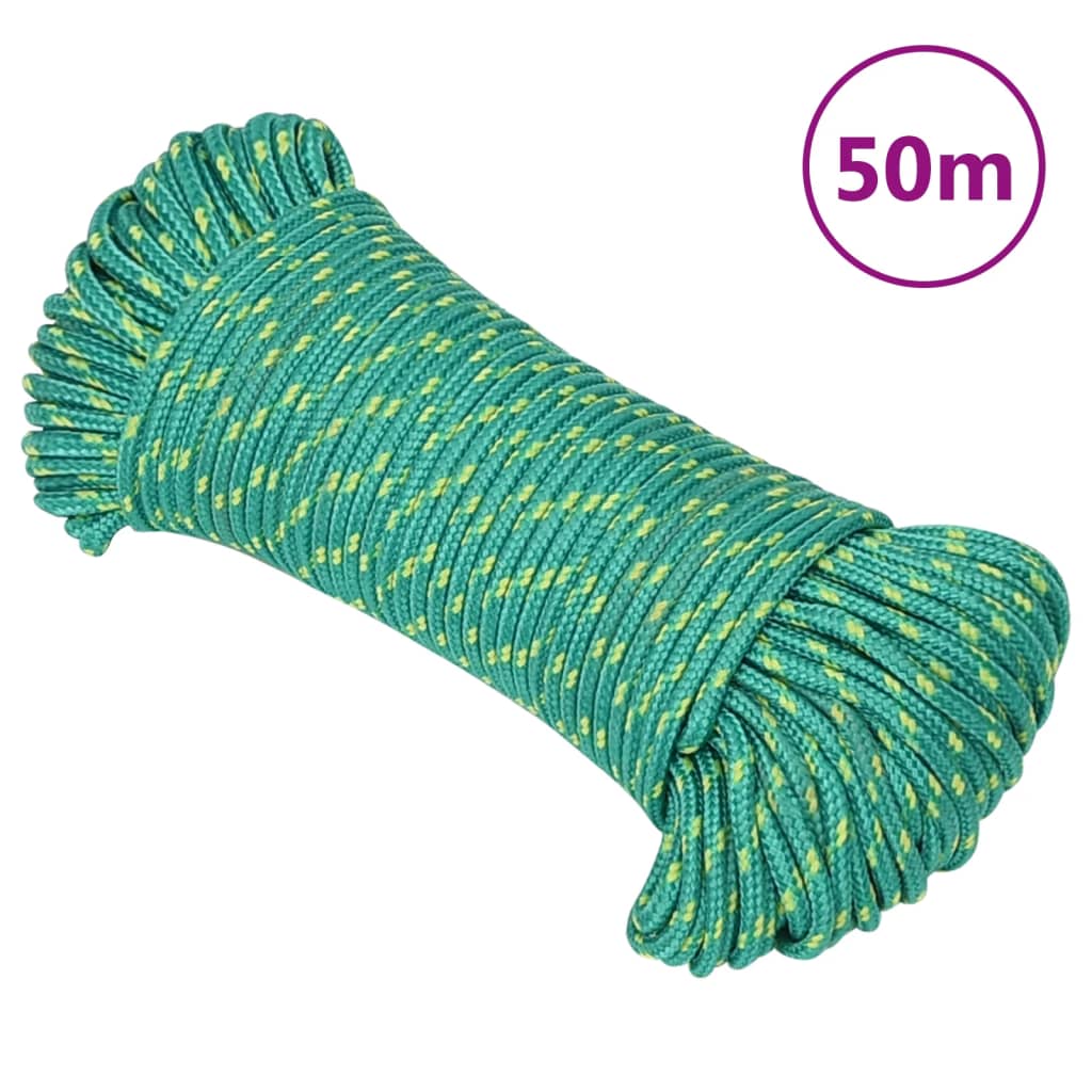 vidaXL Linka żeglarska, zielona, 5 mm, 50 m, polipropylen
