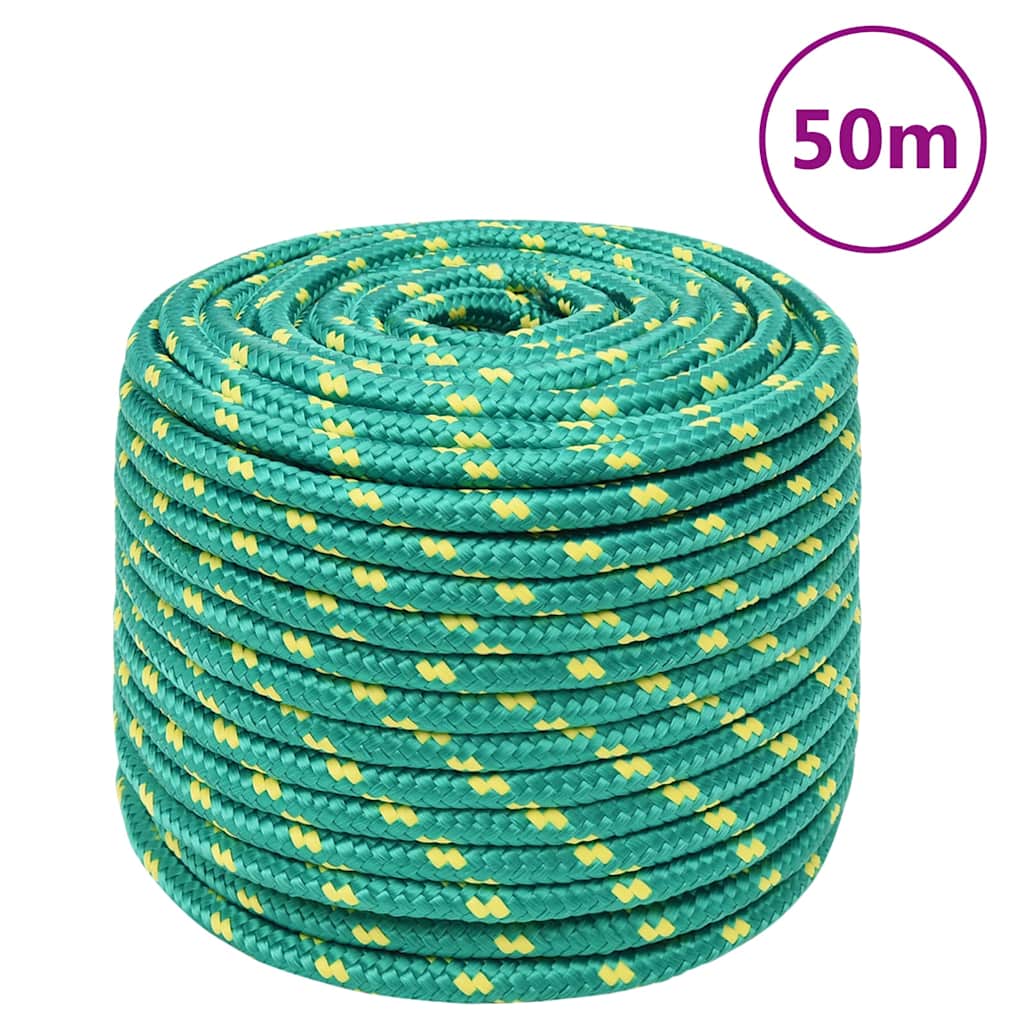 vidaXL Linka żeglarska, zielona, 12 mm, 50 m, polipropylen
