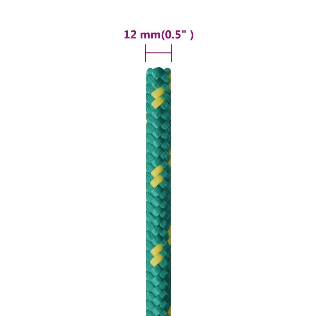 vidaXL Linka żeglarska, zielona, 12 mm, 100 m, polipropylen