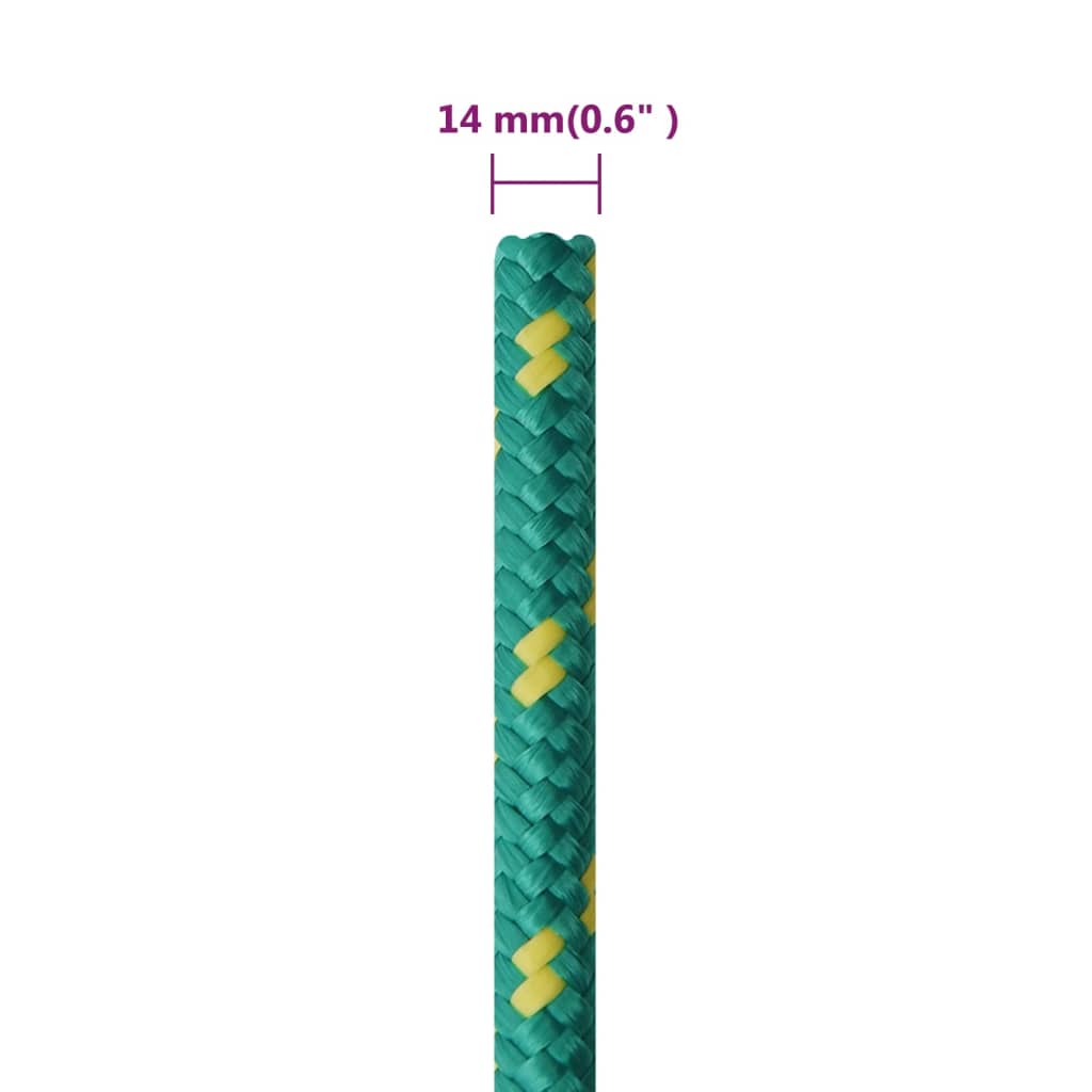 vidaXL Linka żeglarska, zielona, 14 mm, 25 m, polipropylen