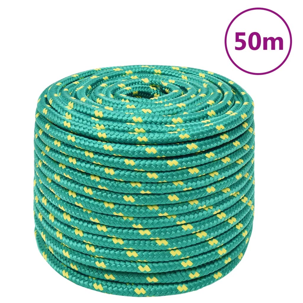vidaXL Linka żeglarska, zielona, 14 mm, 50 m, polipropylen