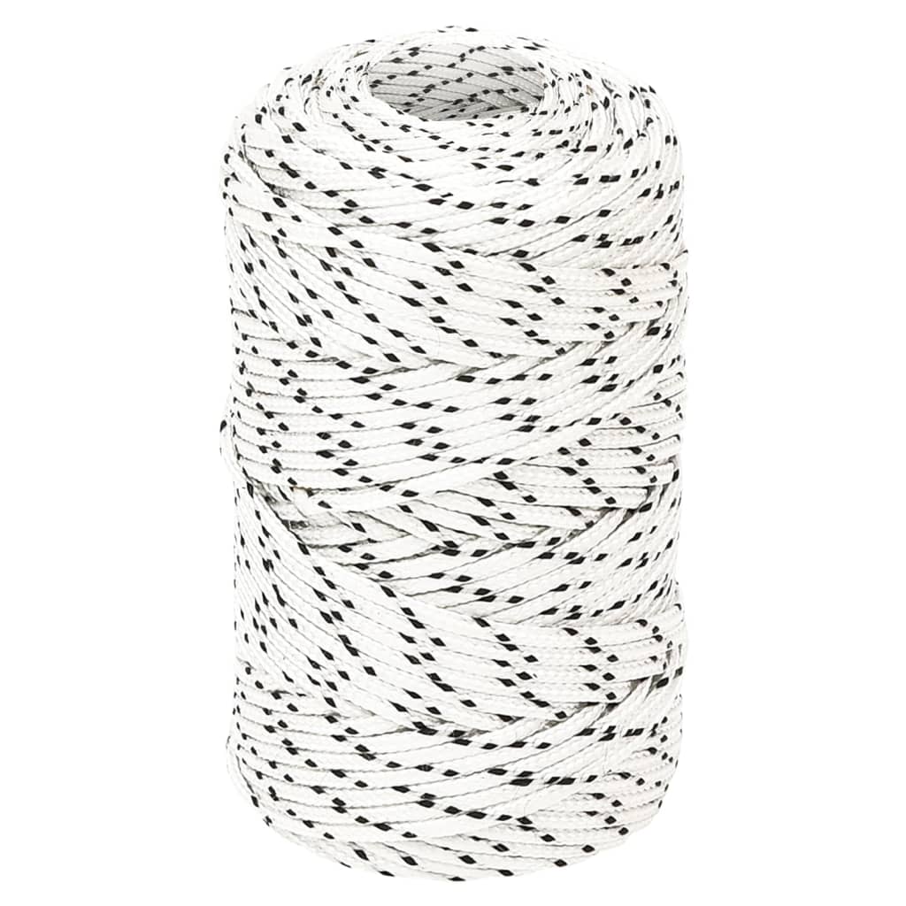 vidaXL Pleciona linka żeglarska, biała, 2 mm x 100 m, poliester