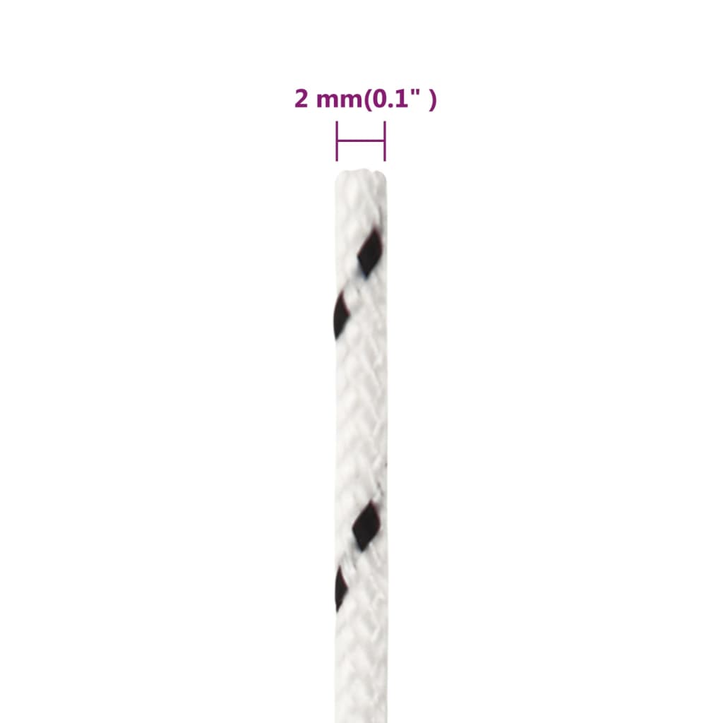 vidaXL Pleciona linka żeglarska, biała, 2 mm x 500 m, poliester