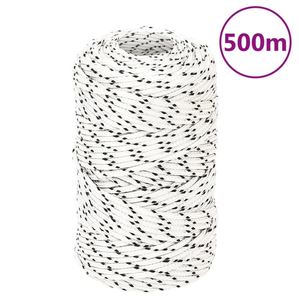 vidaXL Pleciona linka żeglarska, biała, 2 mm x 500 m, poliester