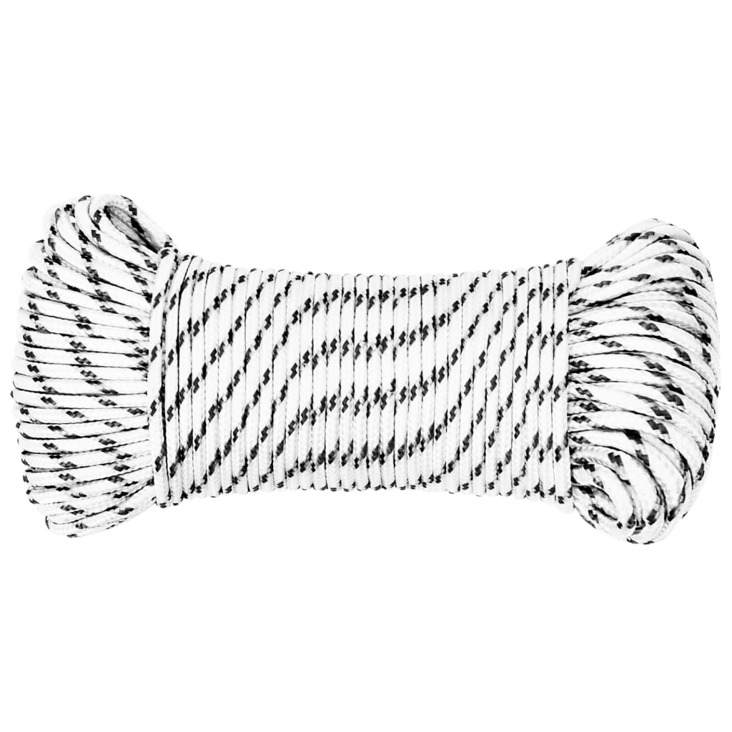 vidaXL Pleciona linka żeglarska, biała, 3 mm x 250 m, poliester