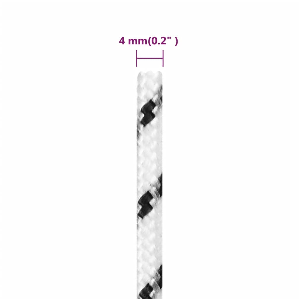 vidaXL Pleciona linka żeglarska, biała, 4 mm x 25 m, poliester