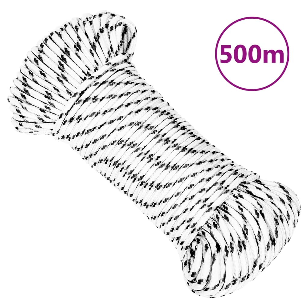 vidaXL Pleciona linka żeglarska, biała, 4 mm x 500 m, poliester