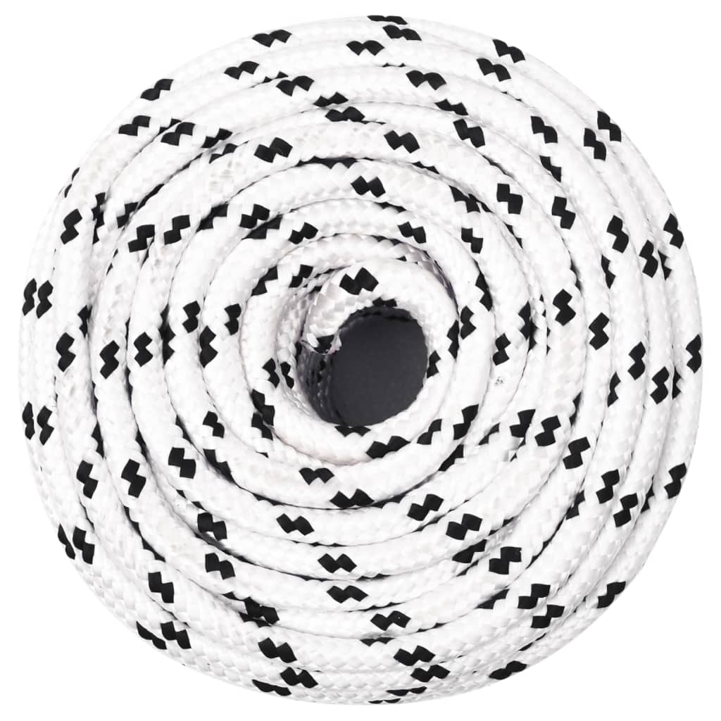 vidaXL Pleciona linka żeglarska, biała, 6 mm x 100 m, poliester
