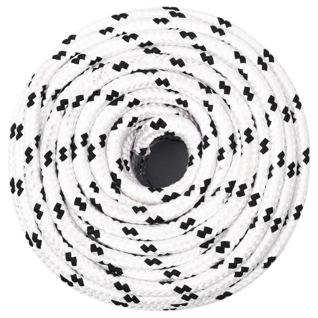vidaXL Pleciona linka żeglarska, biała, 8 mm x 25 m, poliester
