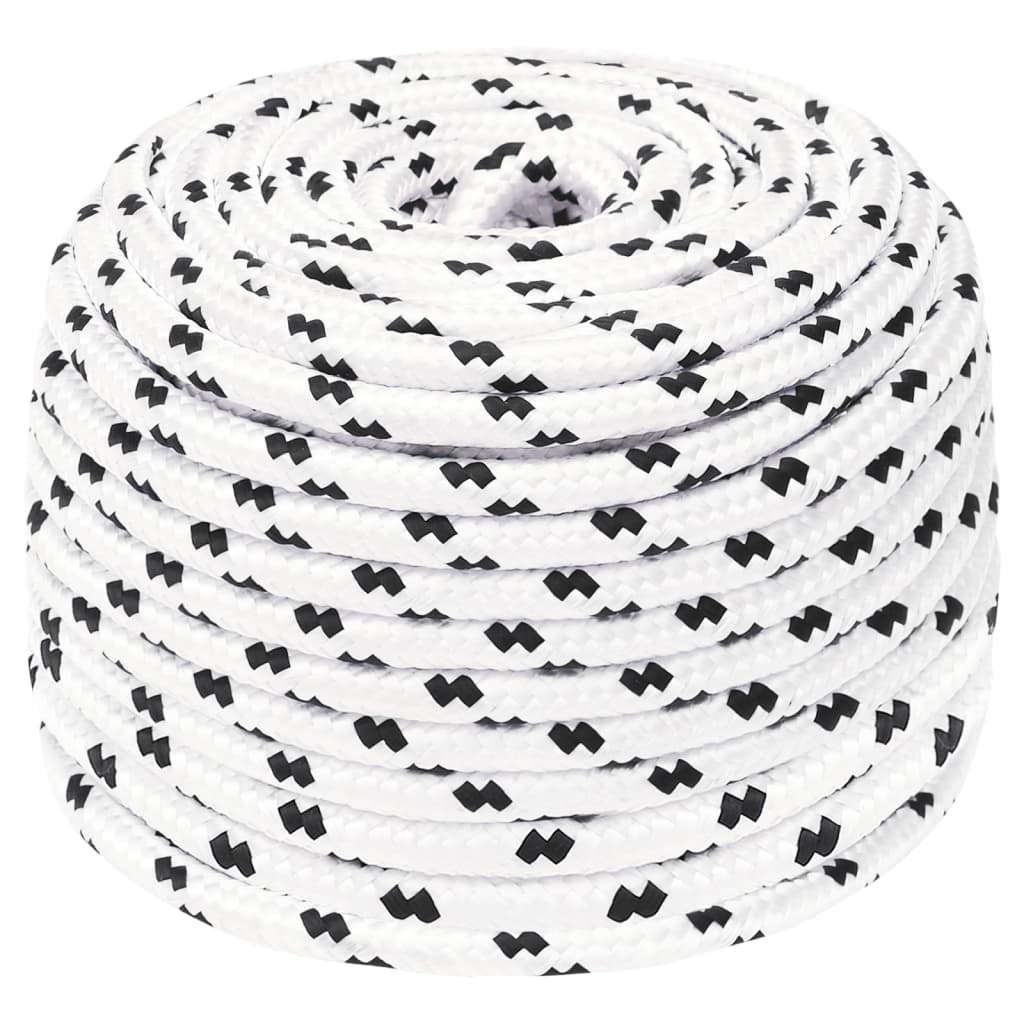 vidaXL Pleciona linka żeglarska, biała, 10mm x 25 m, poliester