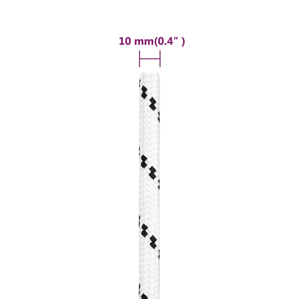 vidaXL Pleciona linka żeglarska, biała, 10mm x 25 m, poliester