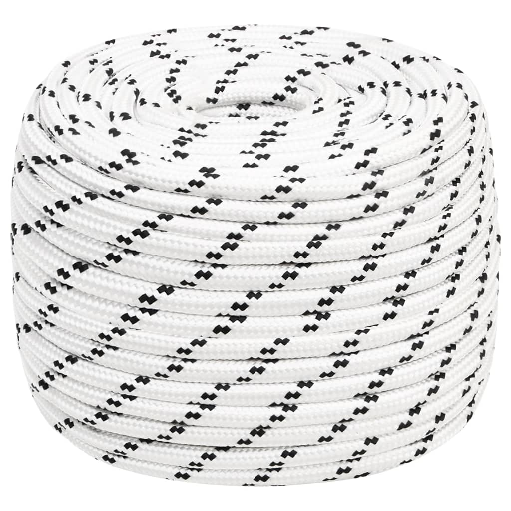vidaXL Pleciona linka żeglarska, biała, 14mm x 25 m, poliester
