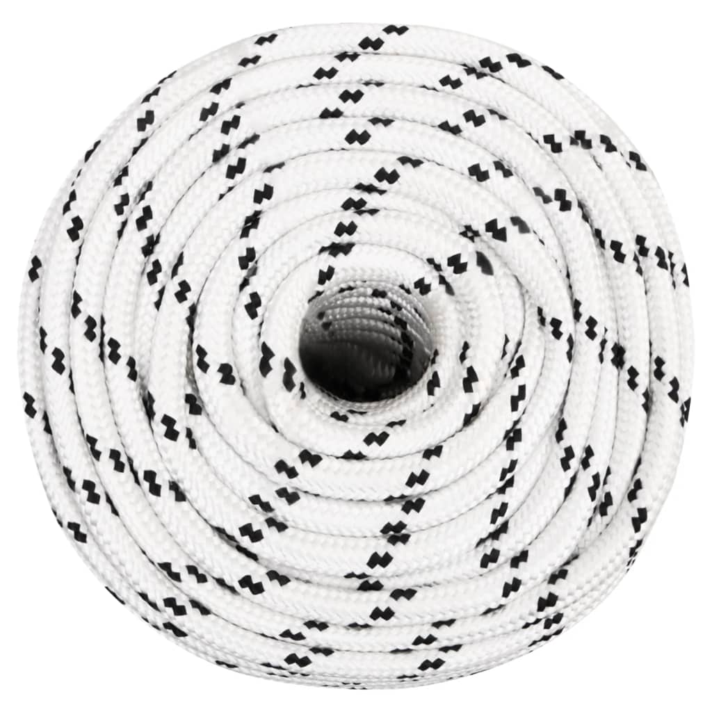 vidaXL Pleciona linka żeglarska, biała, 14mm x 25 m, poliester