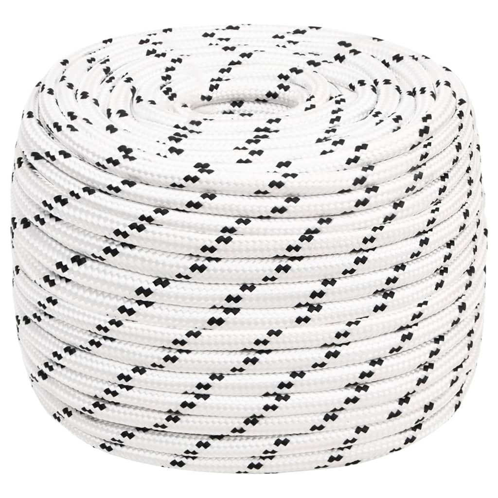 vidaXL Pleciona linka żeglarska, biała, 14 mm x 250 m, poliester