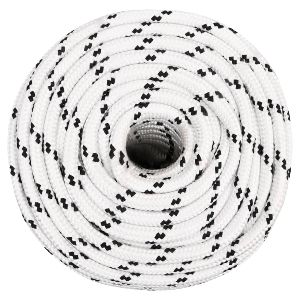 vidaXL Pleciona linka żeglarska, biała, 14 mm x 250 m, poliester