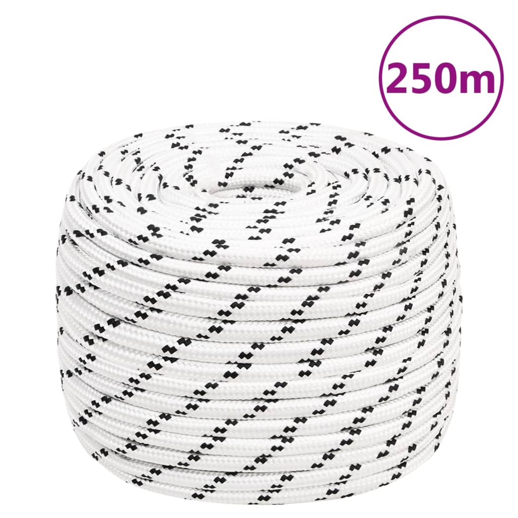 vidaXL Pleciona linka żeglarska, biała, 14 mm x 250 m, poliester