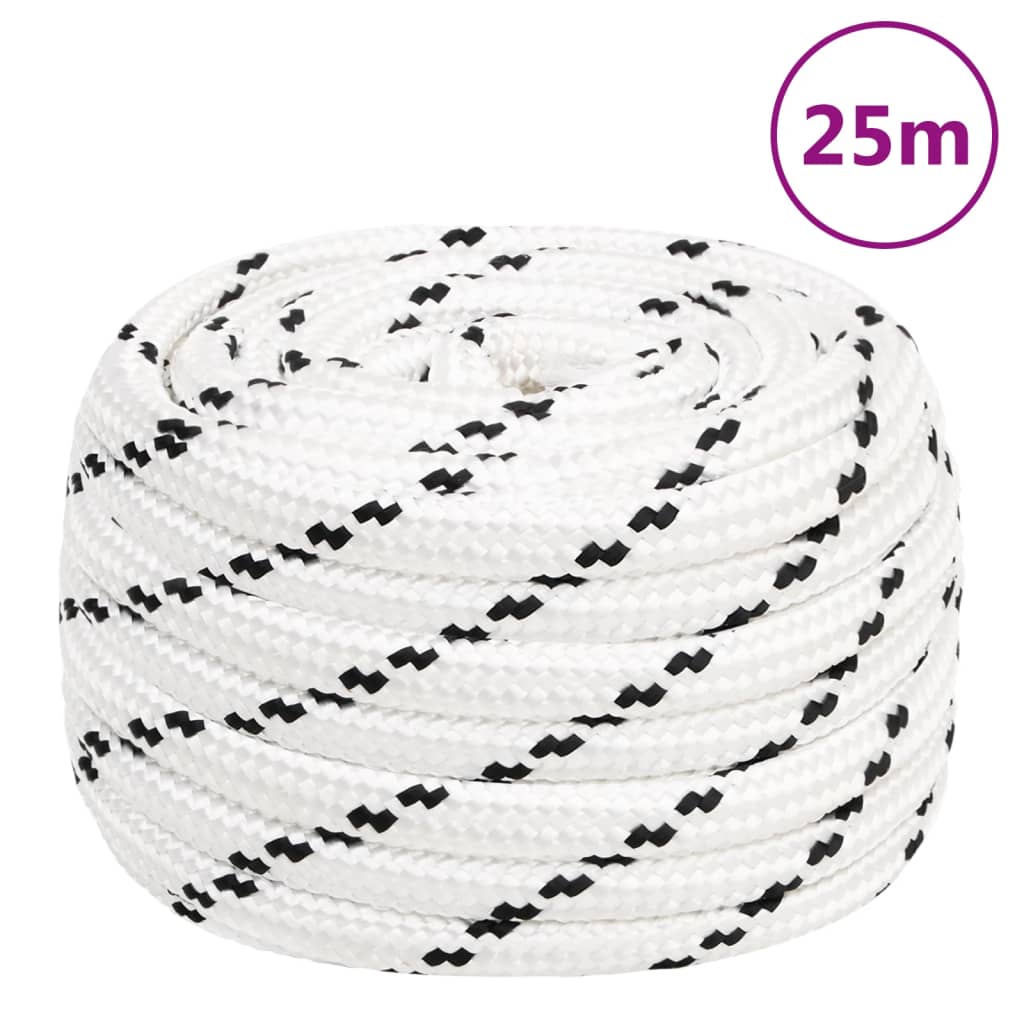vidaXL Pleciona linka żeglarska, biała, 18 mm x 25 m, poliester