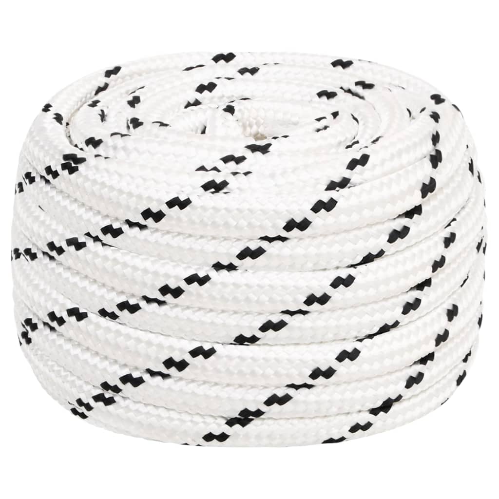 vidaXL Pleciona linka żeglarska, biała, 20 mm x 50 m, poliester