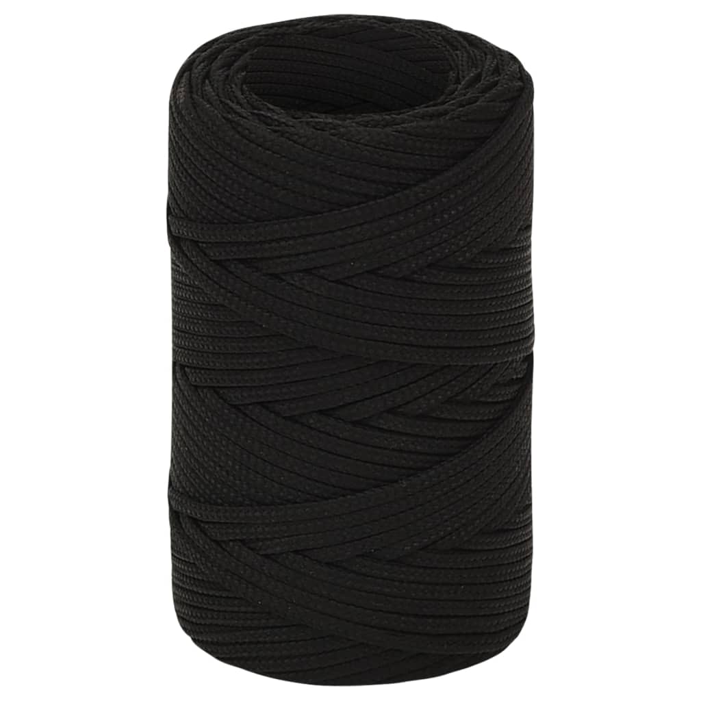 vidaXL LinKa robocza, czarna, 2 mm, 100 m, poliester
