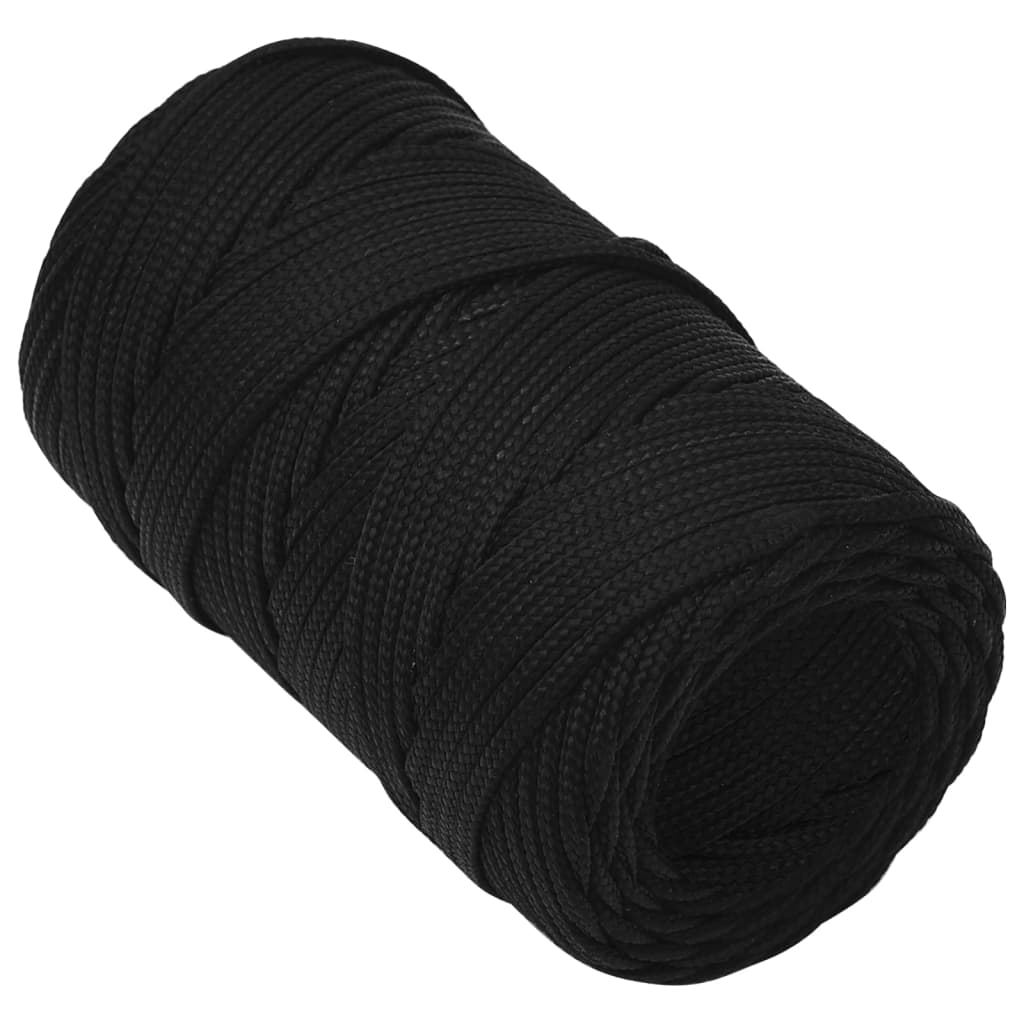 vidaXL LinKa robocza, czarna, 2 mm, 100 m, poliester