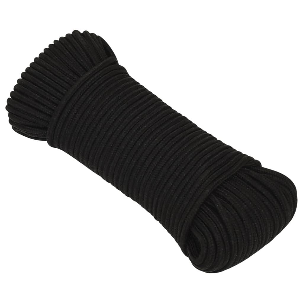 vidaXL LinKa robocza, czarna, 4 mm, 100 m, poliester