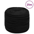 vidaXL Linka robocza, czarna, 10 mm, 25 m, poliester