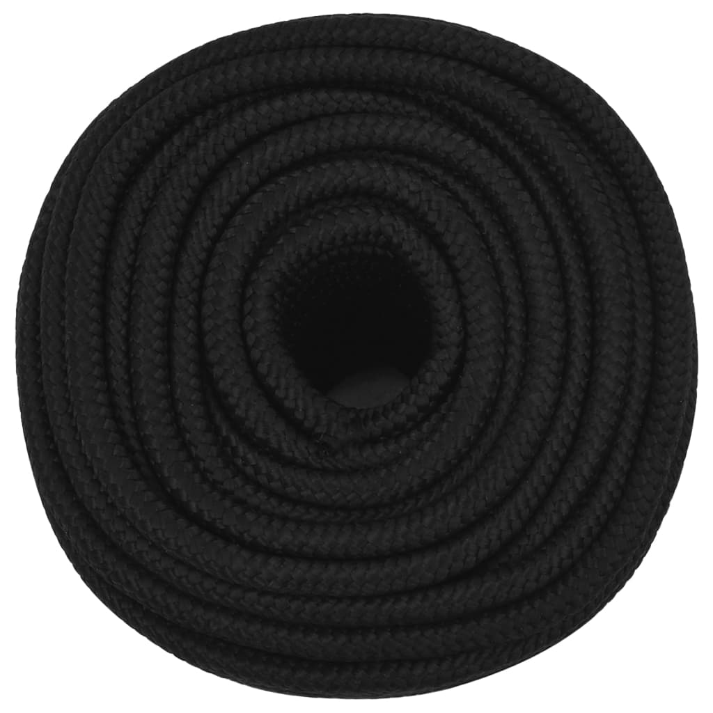 vidaXL Linka robocza, czarna, 14 mm, 25 m, poliester