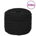 vidaXL Linka robocza, czarna, 14 mm, 250 m, poliester