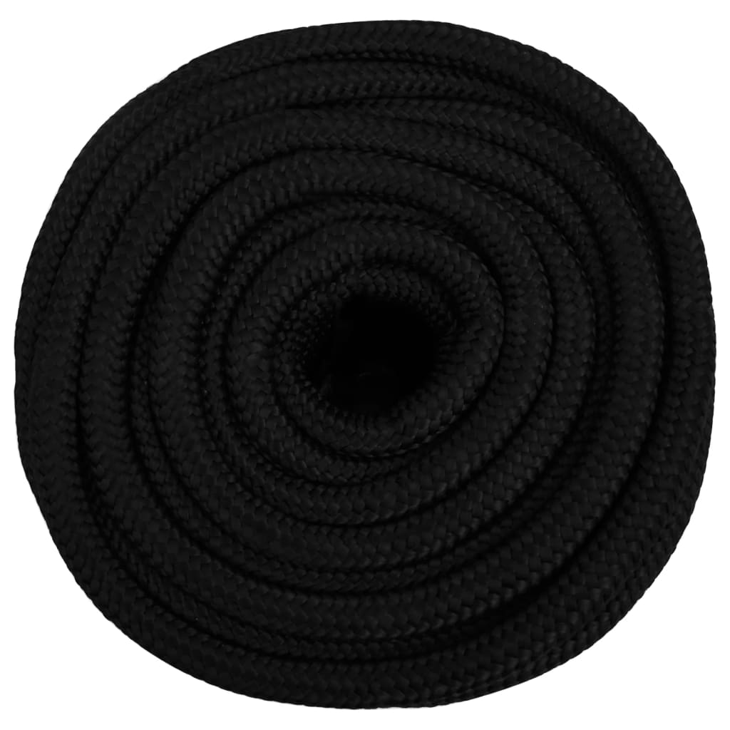 vidaXL Linka robocza, czarna, 18 mm, 25 m, poliester