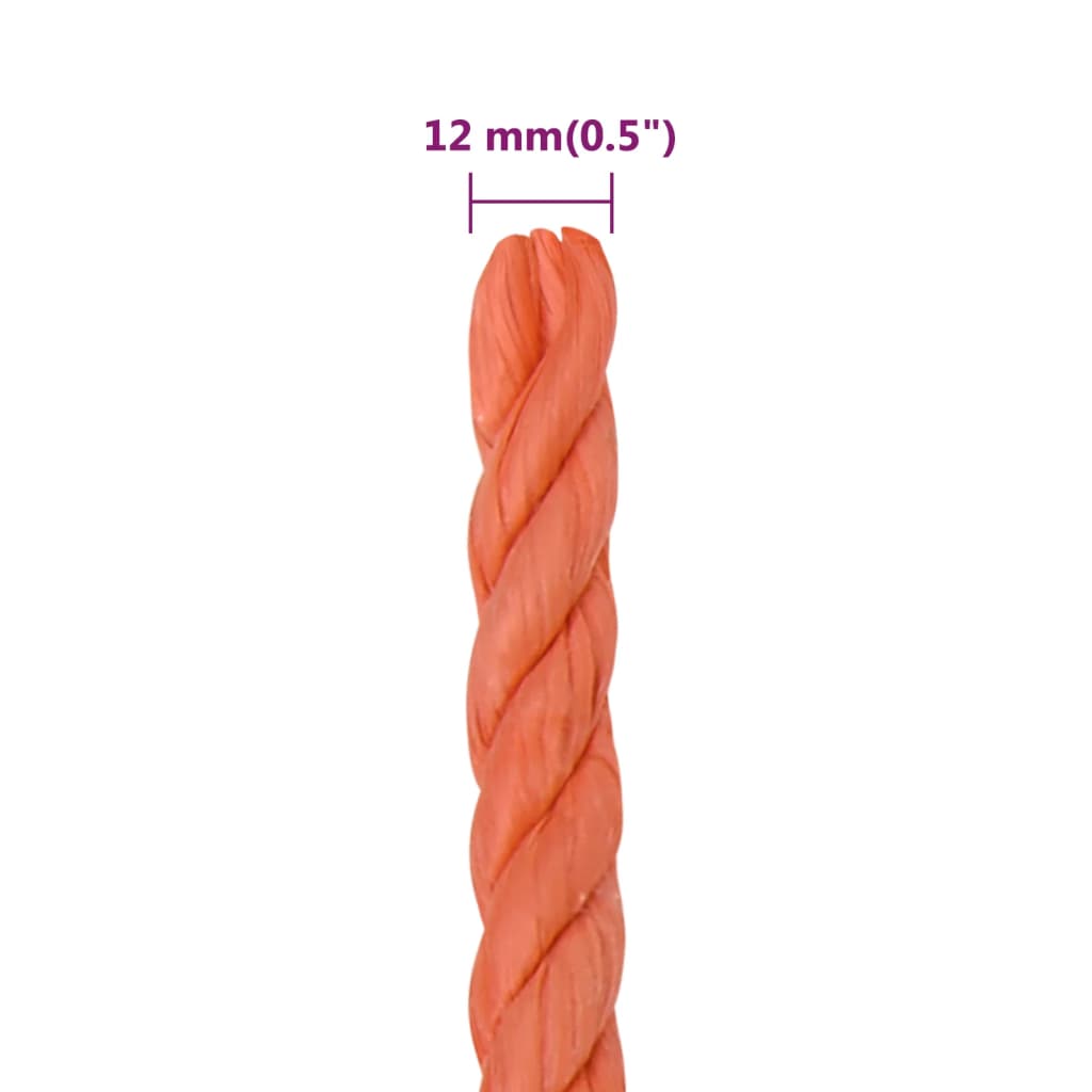 vidaXL Linka robocza, pomarańczowa, 12 mm, 25 m, polipropylen