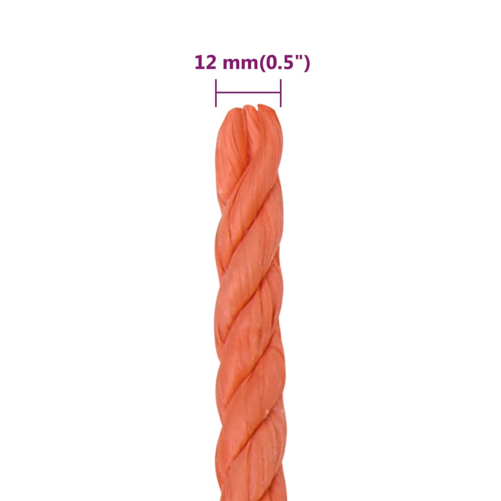 vidaXL Linka robocza, pomarańczowa, 12 mm, 50 m, polipropylen