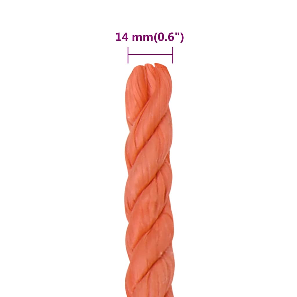 vidaXL Linka robocza, pomarańczowa, 14 mm, 50 m, polipropylen