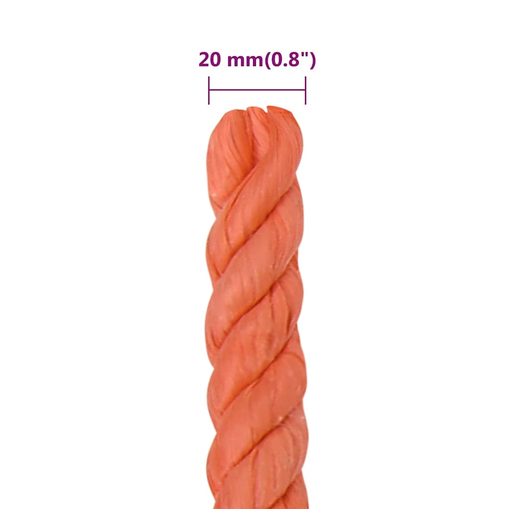 vidaXL Linka robocza, pomarańczowa, 20 mm, 50 m, polipropylen