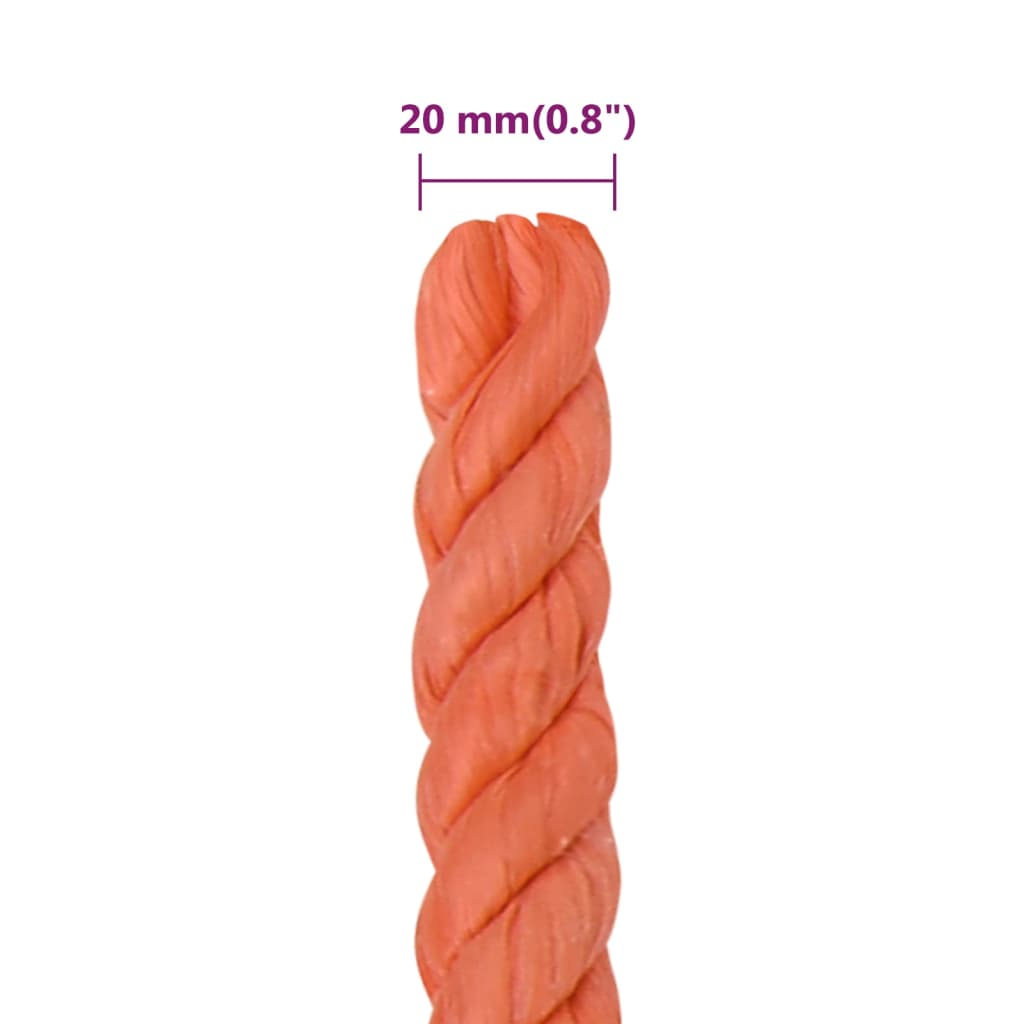 vidaXL Linka robocza, pomarańczowa, 20 mm, 100 m, polipropylen
