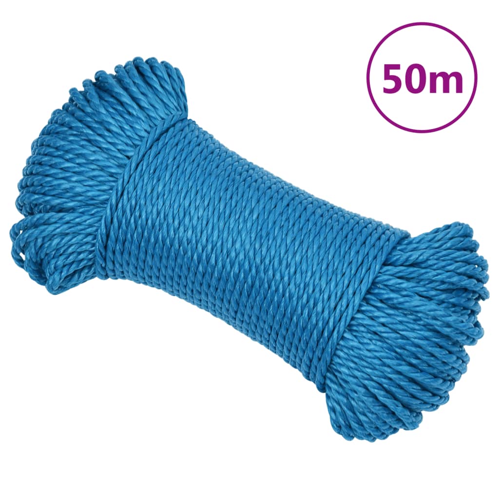 vidaXL Linka robocza, niebieska, 3 mm, 50 m, polipropylen