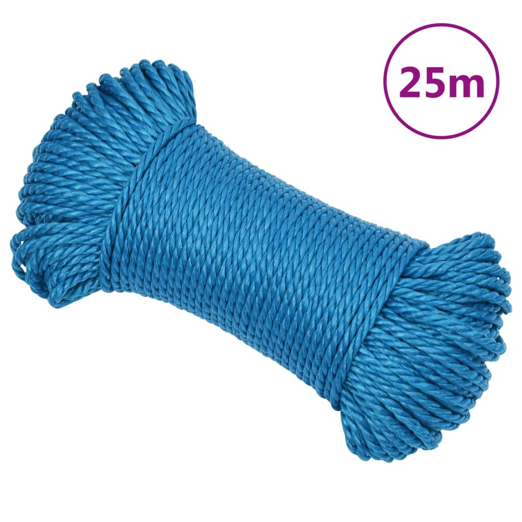 vidaXL Linka robocza, niebieska, 6 mm, 25 m, polipropylen