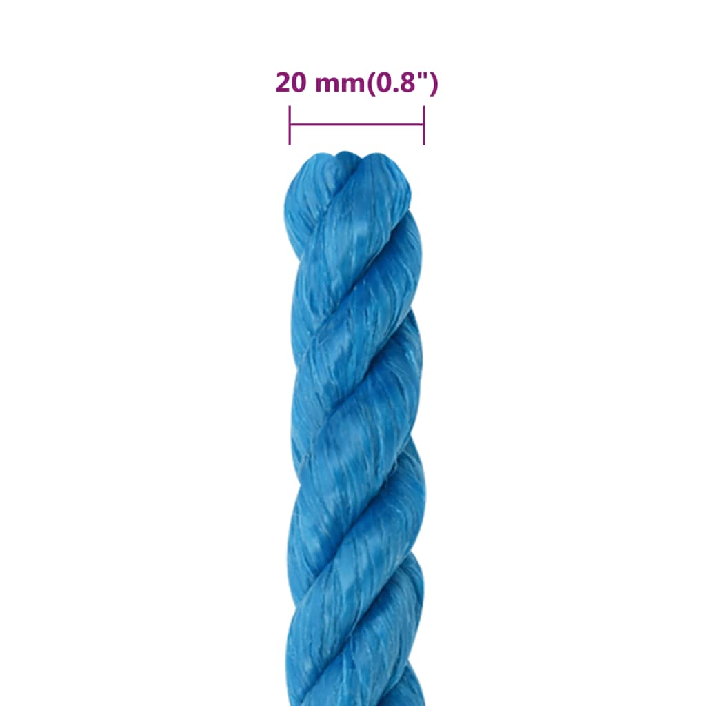 vidaXL Linka robocza, niebieska, 20 mm, 100 m, polipropylen
