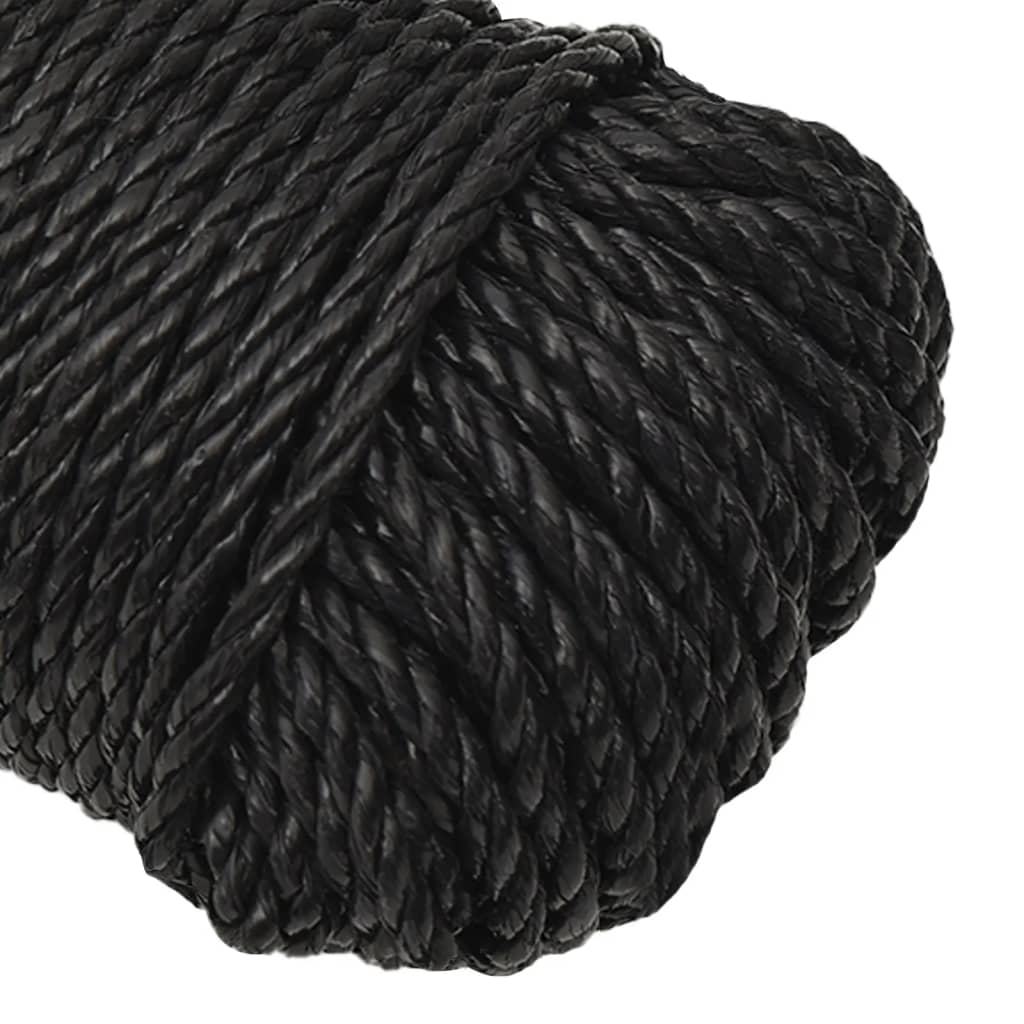 vidaXL Linka robocza, czarna, 3 mm, 25 m, polipropylen