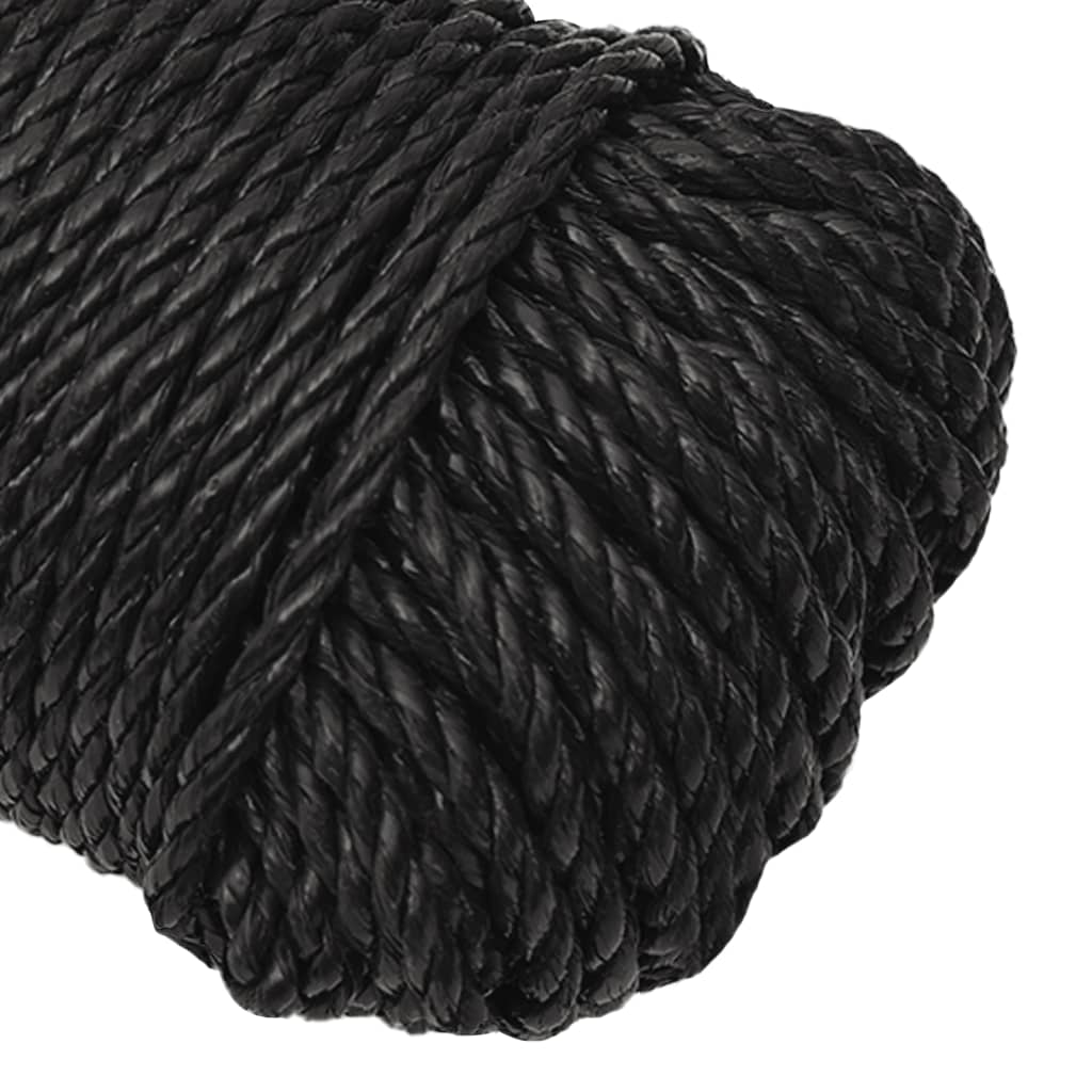 vidaXL Linka robocza, czarna, 3 mm, 50 m, polipropylen