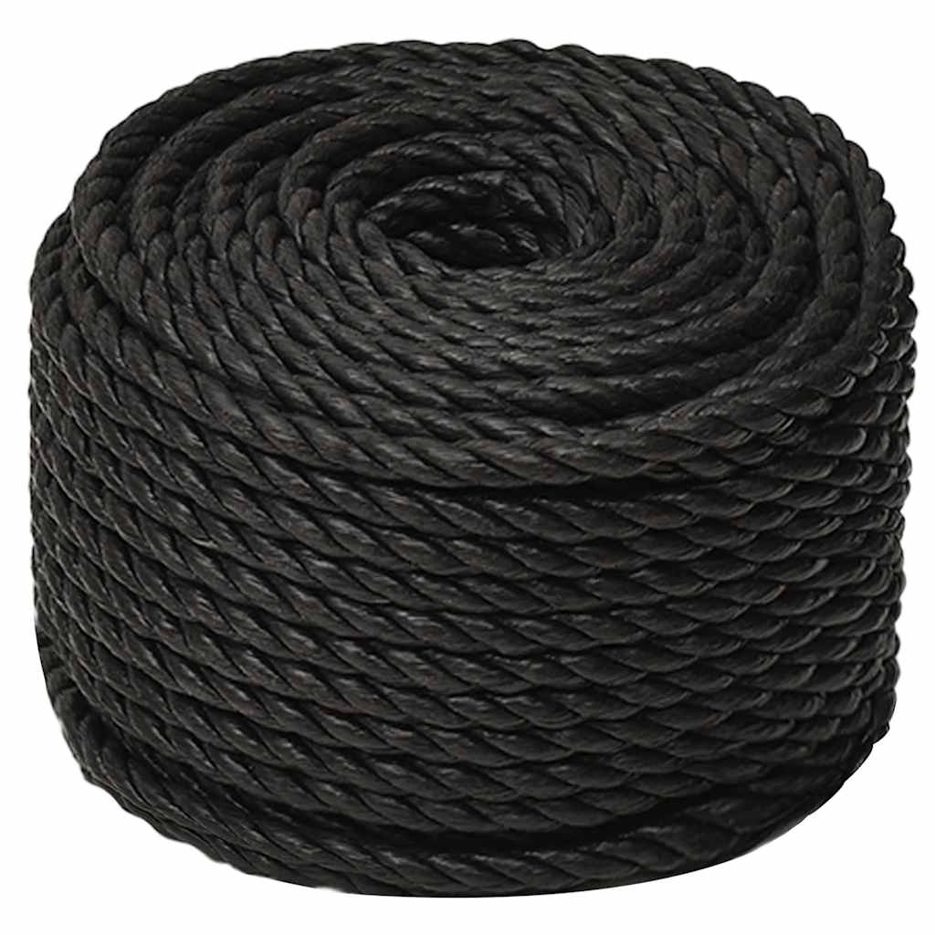 vidaXL Linka robocza, czarna, 10 mm, 50 m, polipropylen