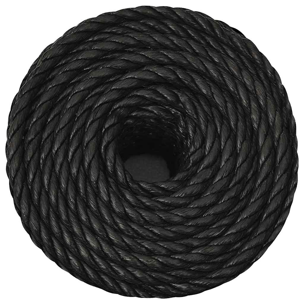 vidaXL Linka robocza, czarna, 10 mm, 50 m, polipropylen