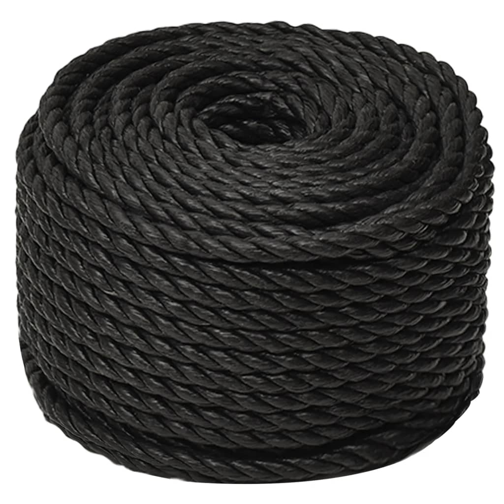 vidaXL Linka robocza, czarna, 12 mm, 50 m, polipropylen